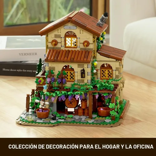 Vista 8 de INSOON Winery Chateau - Juego de construcción de casa con luces, modelo de construcción de castillo de viñedo, decoración del hogar, 1826 piezas