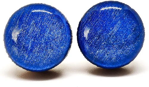 Vista 14 de Juego de Aretes de Tuercas, Brillo, 10 mm, Tuercas Redondas para Mujeres, Niñas y Hombres, Hecho a Mano, Postes de Acero Inoxidable para Orejas
