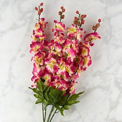 Vista 9 de Factory Direct Craft Poly Silk Beauty Pink Delphinium Floral Bush para decoración de interiores