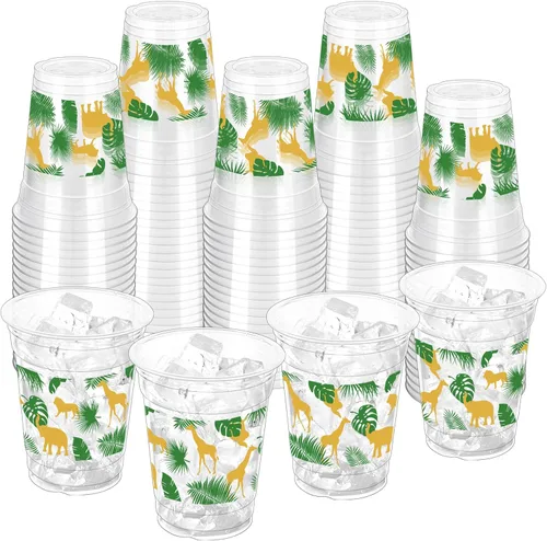 Vista 9 de 100 vasos de plástico desechables para fiestas de los 80 de 12 onzas de regreso a los 80, vasos transparentes desechables para discoteca de los 80