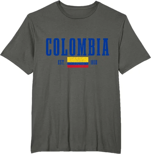 Vista 5 de Colombia Est. 1810 - Camiseta de Colombia Vintage, Negro, S