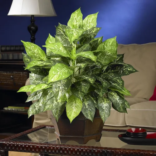 Vista 2 de Nearly Natural Dieffenbachia abigarrada con planta de seda hexagonal grande