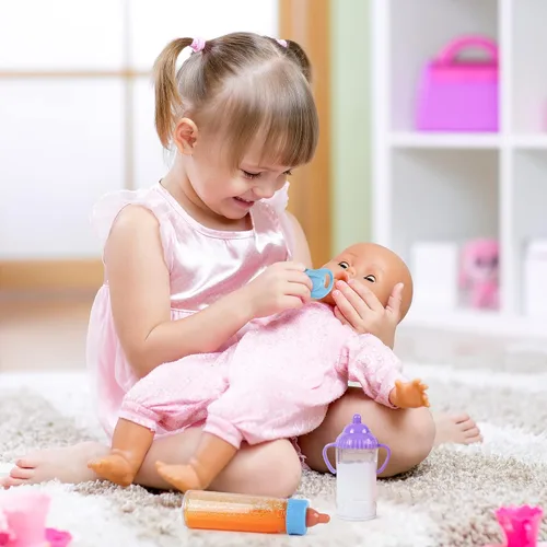 Vista 5 de Vollence Biberones mágicos de muñeca de bebé, muñeca mágica que desaparece leche y jugo, accesorios de muñeca de bebé, juguetes de alimentación