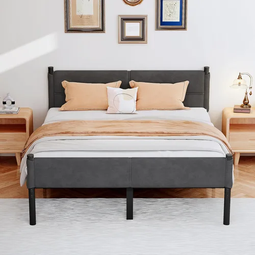 Vista 9 de Base de cama metálica, base de cama tamaño individual de 14 pulgadas con espacio de almacenamiento, base de colchón resistente y de trabajo pesado