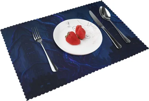 Vista 17 de Juego de 4 manteles individuales rectangulares, resistentes al calor 3D isométricos impresos para cocina y comedor