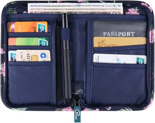 Vista 2 de VanFn Cartera para pasaporte de viaje, soporte para pasaporte para familia, serie P.Travel (flamenco), Flamingo, talla única, Cartera de viaje