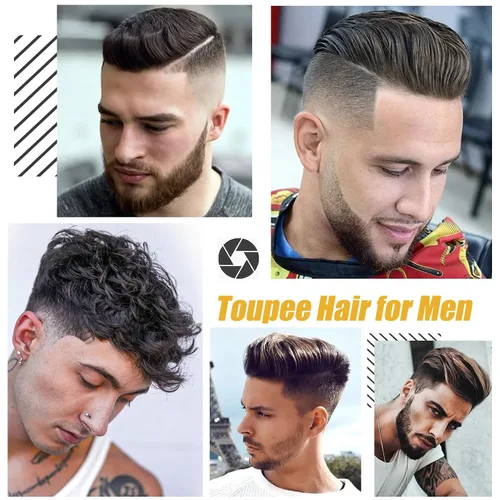 Vista 6 de Toupee - Sistema de reemplazo de cabello para hombres, cabello humano real, 5 x 7 pulgadas, base de encaje mono, extensión duradera para hombre