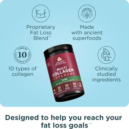 Vista 3 de Ancient Nutrition Multi Collagen Advanced Lean Powder, 25 porciones + cápsulas magras avanzadas de colágeno múltiple, 90