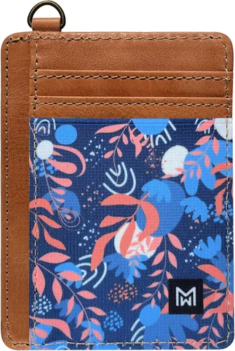 Vista 18 de Cartera Porta Tarjetas para Mujeres, Cartera delgada minimalista con bloqueo RFID, carteras de cuero, cartera elástica de bolsillo frontal
