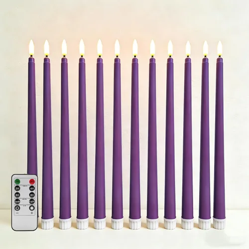 Vista 24 de Velas cónicas sin llama negras con control remoto, velas LED parpadeantes que funcionan con pilas, juego de 6