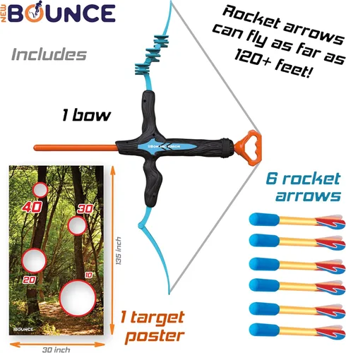 Vista 2 de New Bounce Juego de Arco y Flecha para Niños - Juego de Tiro con Arco para Niños Pequeños - Incluye Póster de Diana - Juguetes Geniales para Niños