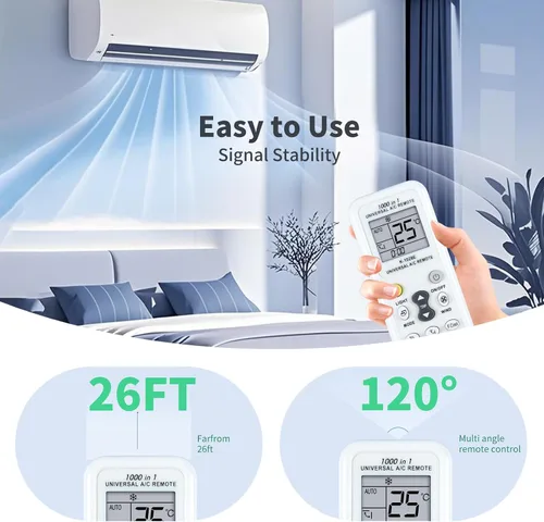 Vista 6 de K-1028E - Control remoto universal de repuesto de CA para aire acondicionado Haier/LG/Sharp/Gree/Midea/Hitachi/Panasonic/Bosch/Toshiba/Sanyo, 1000