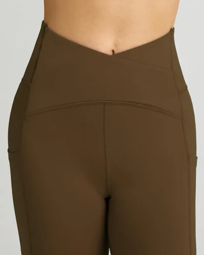 Vista 5 de QUEENIEKE Leggings cruzados para mujer, cintura alta, suaves, con control de abdomen, pantalones de yoga con bolsillos