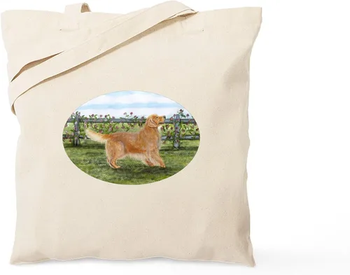 Vista 10 de CafePress Bolsa de compras de lona beige natural reutilizable con diseño de raza Golden Retriever