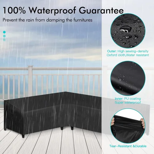 Vista 4 de WLEAFJ Funda de sofá modular para patio en forma de L, impermeable, de alta resistencia para exteriores con ventilación, con orientación a
