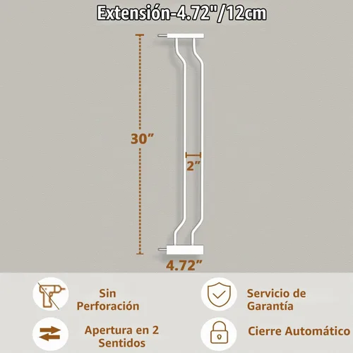 Vista 2 de Fairy Baby Extensiones de 4.72 pulgadas para caminar a través de la puerta del bebé, cierre automático, color blanco