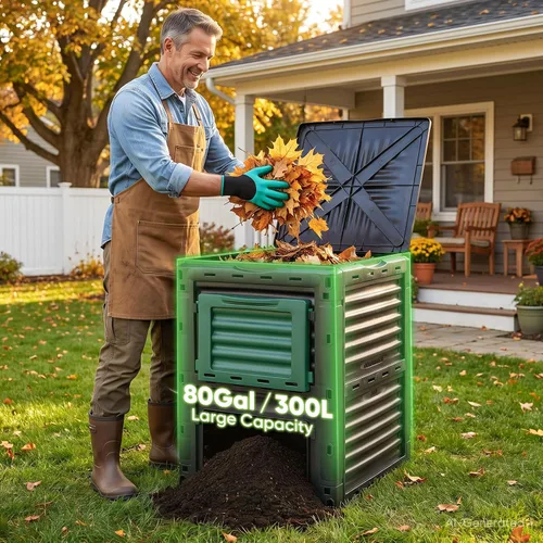 Vista 2 de Magshion Contenedor de compositor de jardín de 80 galones de material libre de BPA, contenedor de compost grande para todas las estaciones, caja