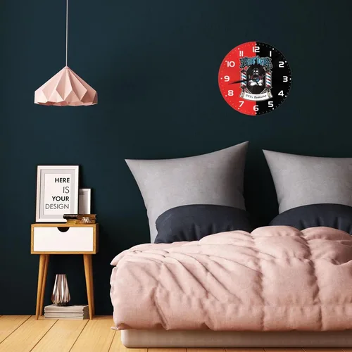 Vista 5 de Reloj de pared personalizado para peluquería, añade tu texto, reloj de peluquería rojo personalizado, reloj de pared para salón de belleza, regalo