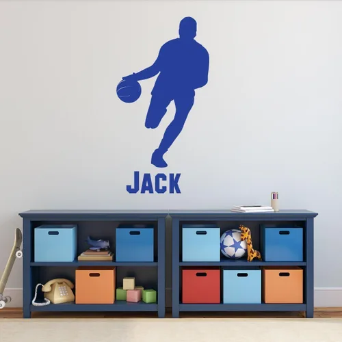 Vista 5 de Basketball Player Vinyl Wall Decal With Custom Personalized Name Boys Room Decoration