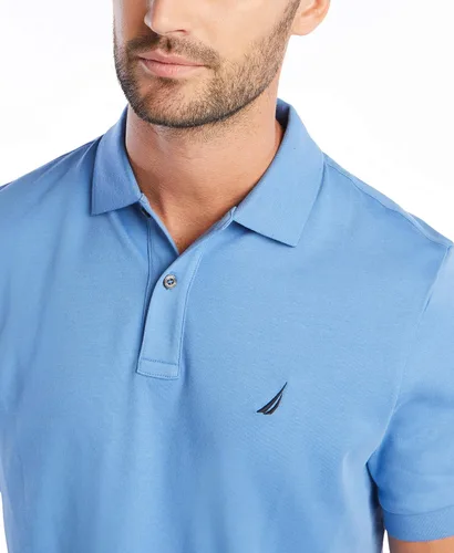Vista 4 de Nautica Polo de algodón suave liso de manga corta para hombre