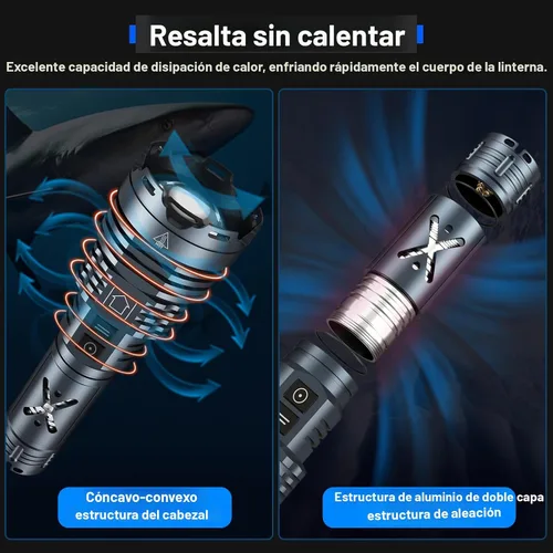 Vista 7 de Linternas LED recargables de 1520,000 lúmenes altos, linterna de alta potencia súper brillante, linterna táctica de mano con impermeable, 6 modos