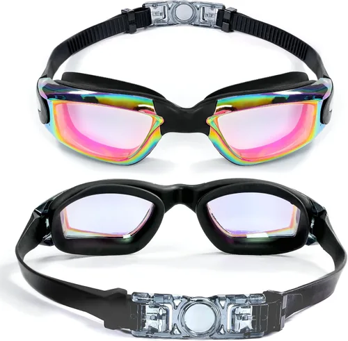 Vista 2 de EWPJDK Gafas de natación – Paquete de 2 gafas de natación antivaho sin fugas para adultos, mujeres y hombres