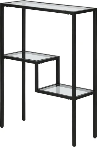 Vista 5 de Henn&Hart Mesa rectangular de vidrio estrecha de 22 pulgadas, mesa de entrada, mesa de sofá con estante de vidrio de dos niveles para entrada, sala