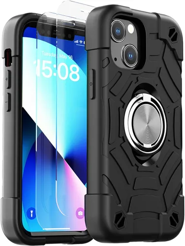 Vista 49 de KCJ Funda para iPhone SE 2022/2020, iPhone 8/7/6/6S, con [2×Protectores de Pantalla][Soporte de Anillo] Silicona Suave+PC Duro Protección Completa