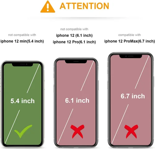 Vista 2 de KIHUWEY - Funda tipo cartera para iPhone 12 Mini, soporte para tarjetas, color negro Ranuras para tarjetas de crédito, piel sintética, cierre