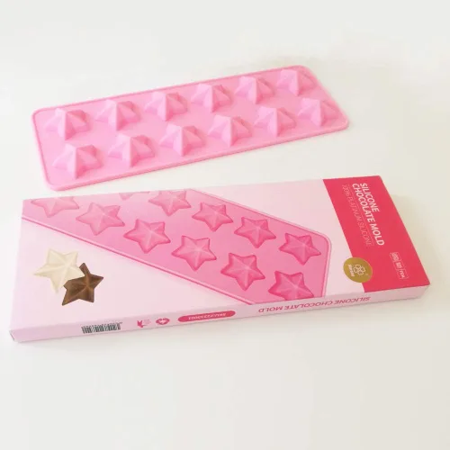 Vista 9 de Molde de chocolate con estrella, reutilizable de silicona de cinco puntas para hacer chocolates, cubitos de hielo, gelatinas y dulces (rosa)