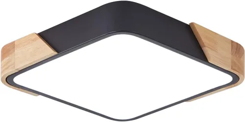 Vista 10 de Lámpara de techo LED moderna, 2 paquetes de luces de techo de montaje empotrado de madera, luces de cocina LED y accesorios de iluminación
