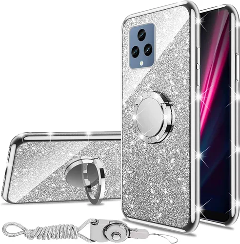 Vista 11 de nancheng Funda de teléfono para TCL A3X (A600DL), funda para Alcatel TCL A3X niñas y mujeres, bonita funda de silicona transparente con purpurina