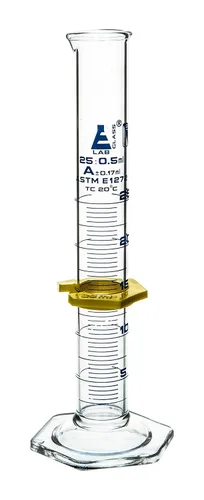 Vista 15 de Cilindro graduado, 33.8 fl oz - ASTM, tolerancia clase A ±3.0.0 fl oz - Collar protector, base hexagonal - Graduaciones azules - Vidrio