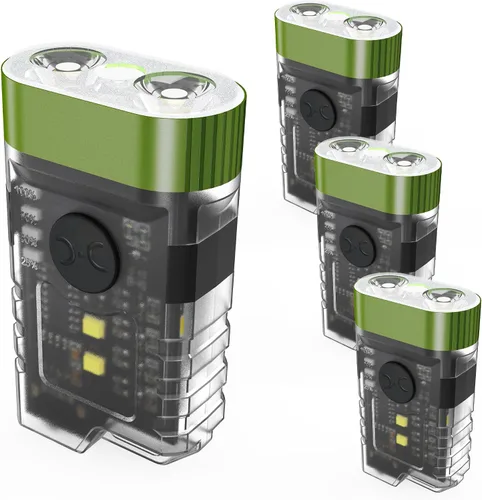 Vista 9 de Linterna de clip EDC recargable, paquete de 2, verde