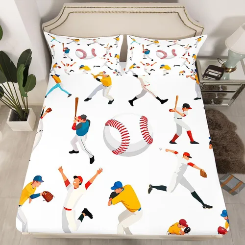 Vista 9 de Juego de ropa de cama de fútbol, tamaño individual, juego de pelota para niños, sábana bajera, pelota deportiva, color blanco y negro, ropa de cama
