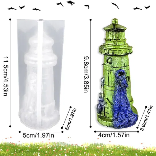 Vista 5 de Molde de resina de faro 3D, molde de silicona para velas de torre, molde de fundición epoxi náutica para bricolaje, pastel, fondant, jabón, playa
