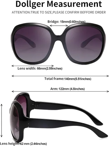 Vista 3 de Gafas de sol polarizadas de gran tamaño para mujer, gafas de sol clásicas de moda, para mujer