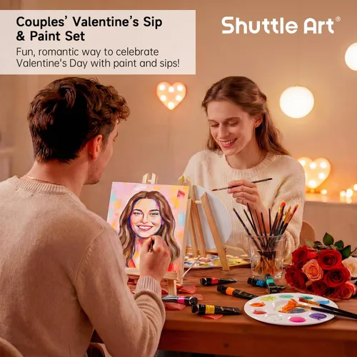 Vista 2 de Shuttle Art Kit de pintura para adultos y parejas, kit de pintura para citas nocturnas y manualidades, con 2 paquetes de pintura de 15 colores, 2