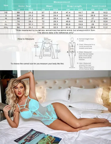 Vista 6 de Avidlove Body de lencería con arnés de encaje floral para mujer, camisón de una pieza