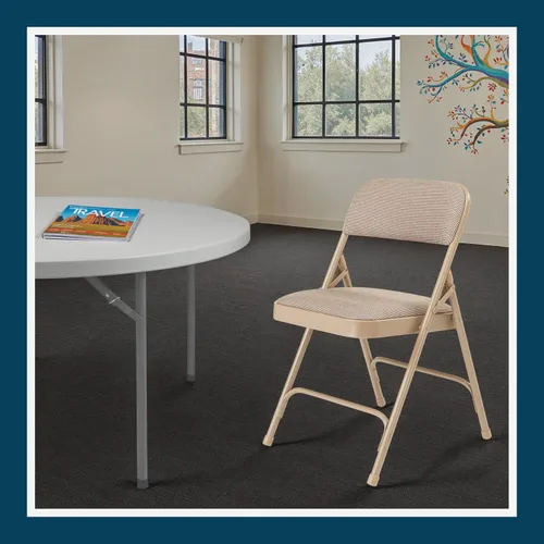 Vista 12 de OEF Furnishings Serie OEF2200 - Sillas plegables de doble bisagra acolchadas de tela de alta calidad para servicio pesado