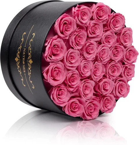 Vista 3 de 27 rosas preservadas en una caja de flores para entrega, regalos