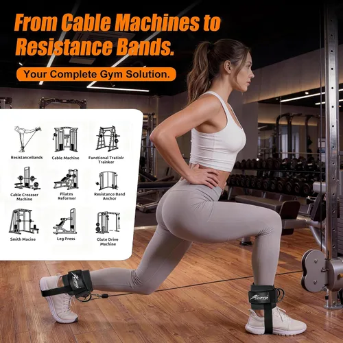 Vista 4 de Brazalete de tobillo para máquina de cable, brazaletes acolchados para patadas de máquina de cable, ejercicios de glúteos, extensiones de piernas