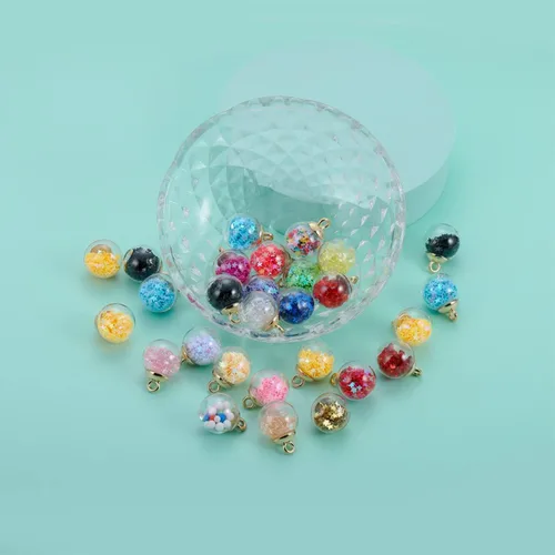 Vista 6 de 10 unids/lote de 0.630 in transparente bola de cristal encantos estrella lentejuelas colgantes para DIY pendientes collar joyería fabricación