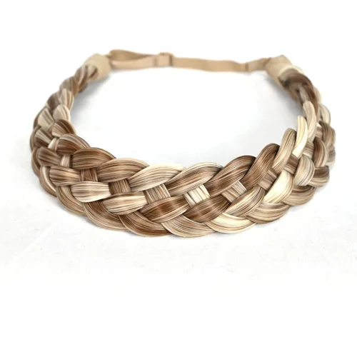 Vista 9 de Diadema de pelo sintético de 5 hebras trenzadas, clásicas, gruesas, anchas, trenzadas, elásticas, multicolor, accesorios de belleza para el cabello