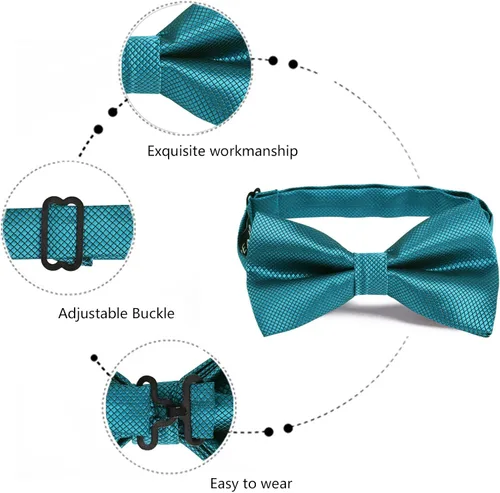 Vista 5 de Alizeal Mini cuadrados de color sólido para hombre, pajaritas preatadas formales, cuadrado de bolsillo, juego de gemelos para boda, fiesta, negocios