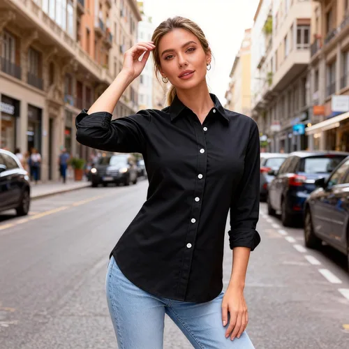 Vista 3 de Jandukar Camisas de manga larga con botones para mujer, camisas de traje para mujer