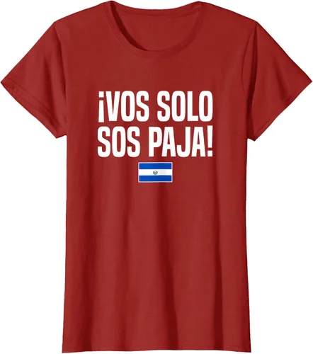 Vista 72 de Camiseta Vos Solo Sos Paja Salvadoran Slang Bandera de El Salvador, Negro