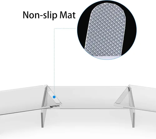 Vista 8 de X-cosrack Soporte de Monitor de Acrílico Transparente con Elevador, Soporte Ajustable de Doble Monitor con 3 Estantes y Alfombrilla Antideslizante