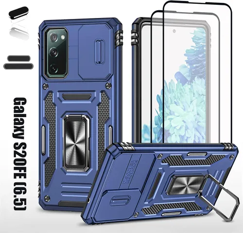 Vista 10 de Funda resistente para Samsung Galaxy S20 FE (5G), protección híbrida de goma de doble capa de grado militar con protector de cámara deslizante