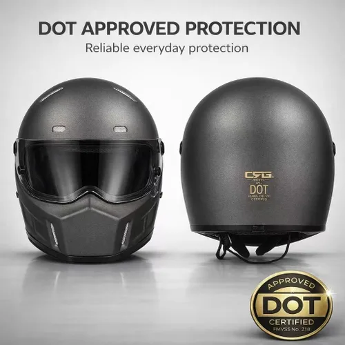 Vista 3 de CRG - Casco de motocross de cara completa para motocicleta de calle, de fibra de vidrio, certificado por DOT, casco de tamaño extra grande Gris